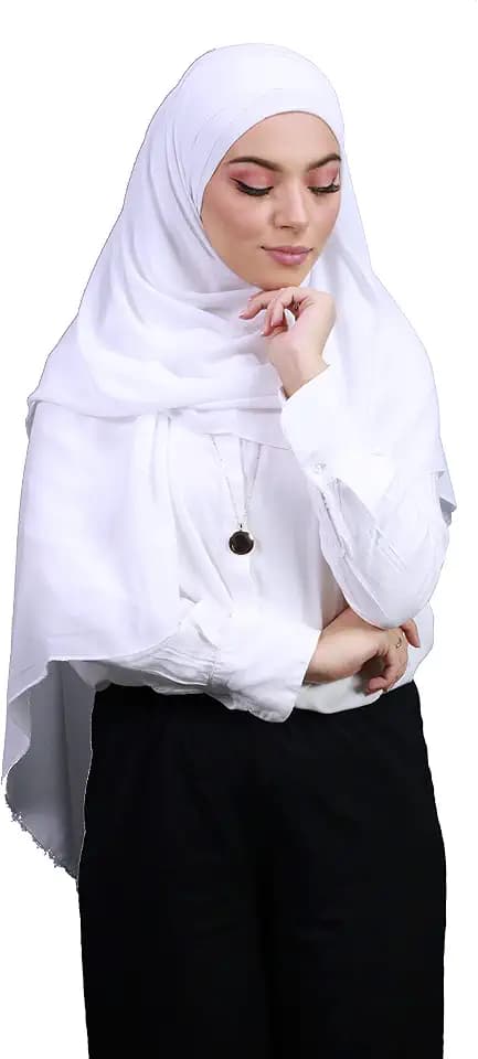 Hijab, aus Crêpe-Musselin, mit integrierter Haube, weiß, One size