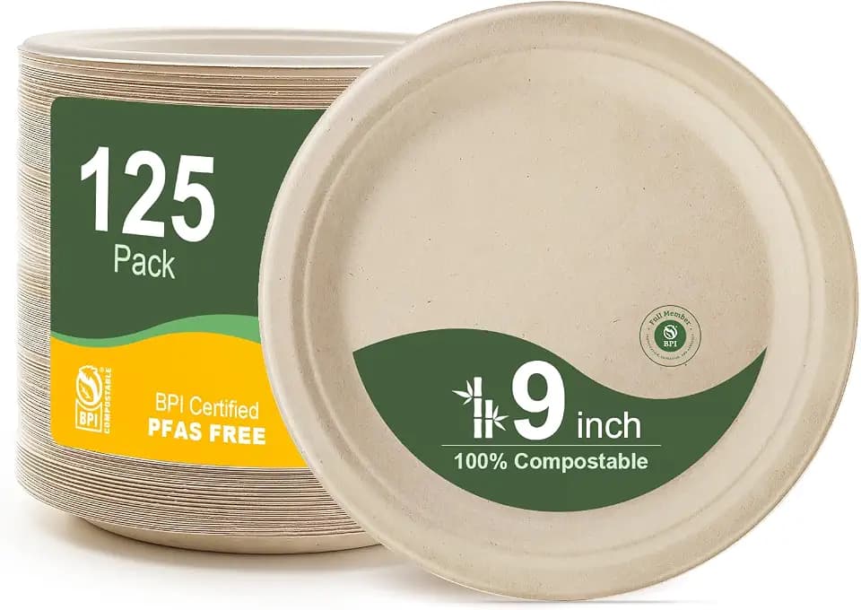 WELLIFE Paper Plates 9 Inch 125-Pack Heavy Duty Paper Plates Bulk