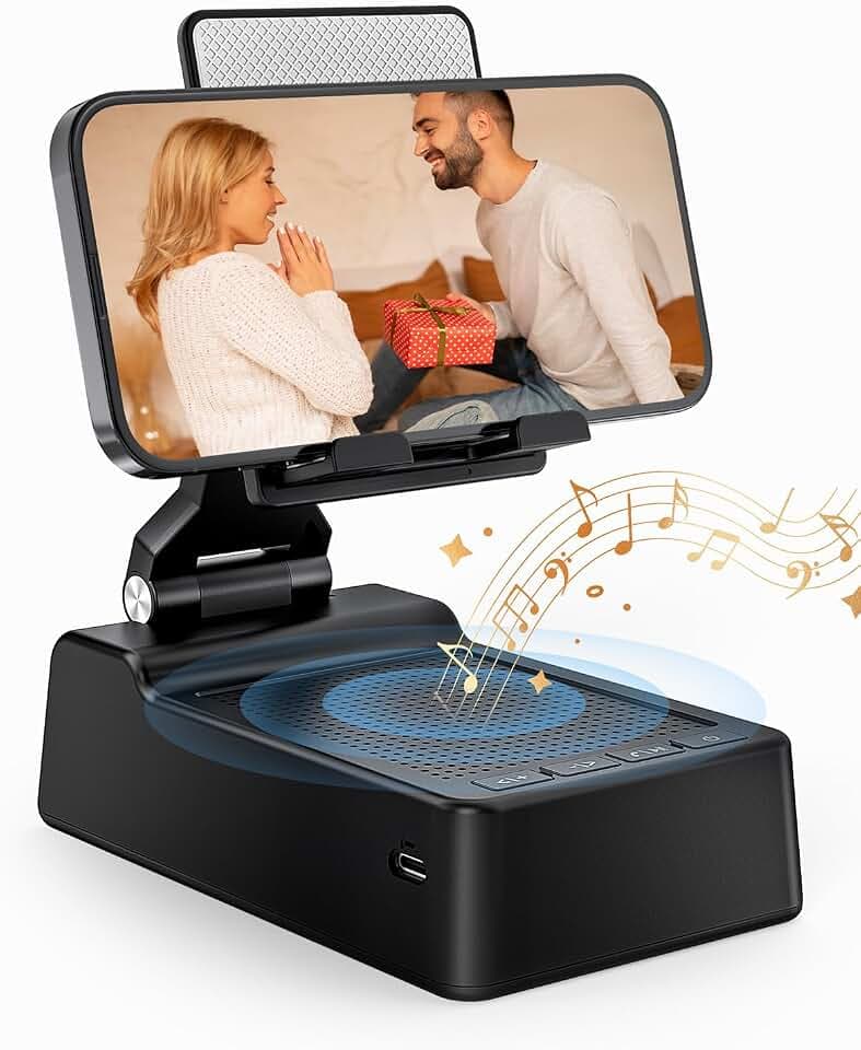 Gifts for Men Women, Phone Stand with Bluetooth Speaker, HD Surround Sound Speaker, Compatible with all iPhone/Android phones iPad Kindle, Cool Gadget Gift for Men Women Dad Mom Christmas Birthday