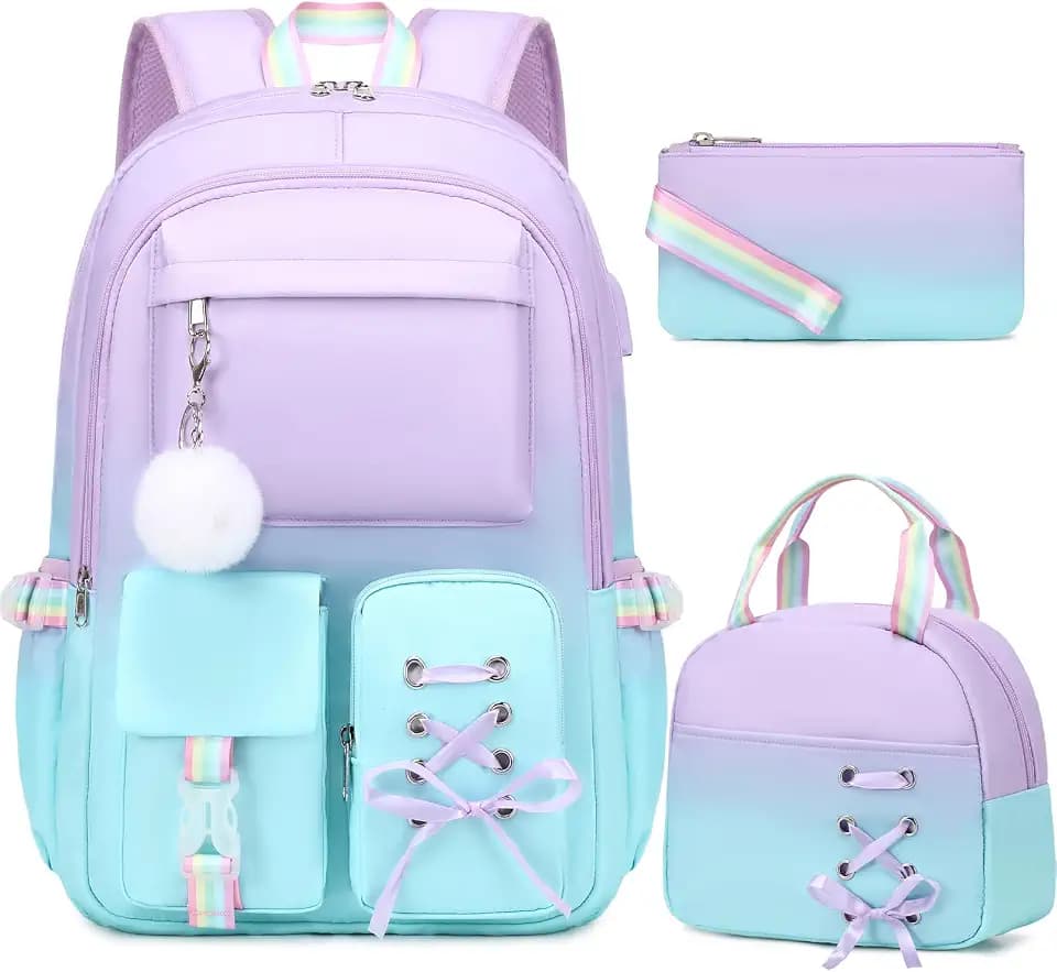 Scothen Backpacks for Girls, Girl Backpack with Lunch Box & Pencil Pouch