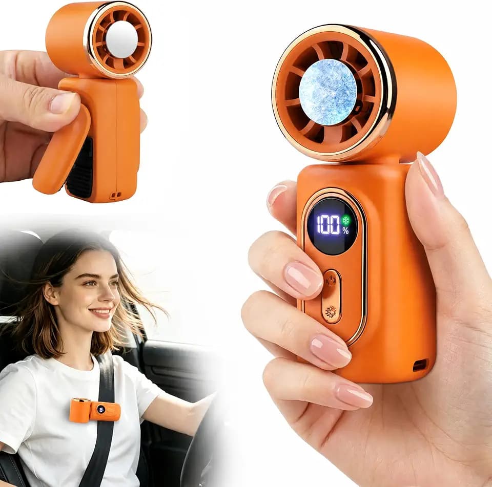 Clip-On Portable Fan with Cooling, Hands-Free, Handheld Mini Fan for Travel
