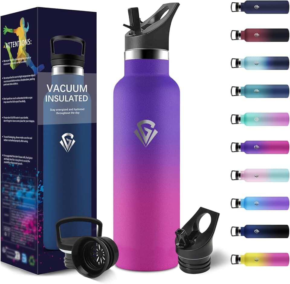 Thermosflasche, 500ML BPA-Frei, Trinkflasche Edelstahl, Auslaufsichere Isolierflasche Doppelwandig, Wasserflasche, Thermoskanne, mit Strohhalm, Trinkflasche Kohlensäure Geeignet