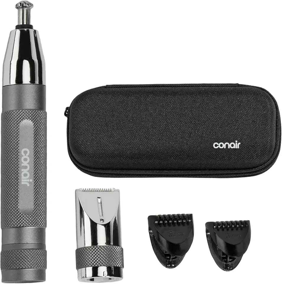 Conair Eyebrow & Nose Hair Trimmer for Men, Cordless, 5-Piece Set