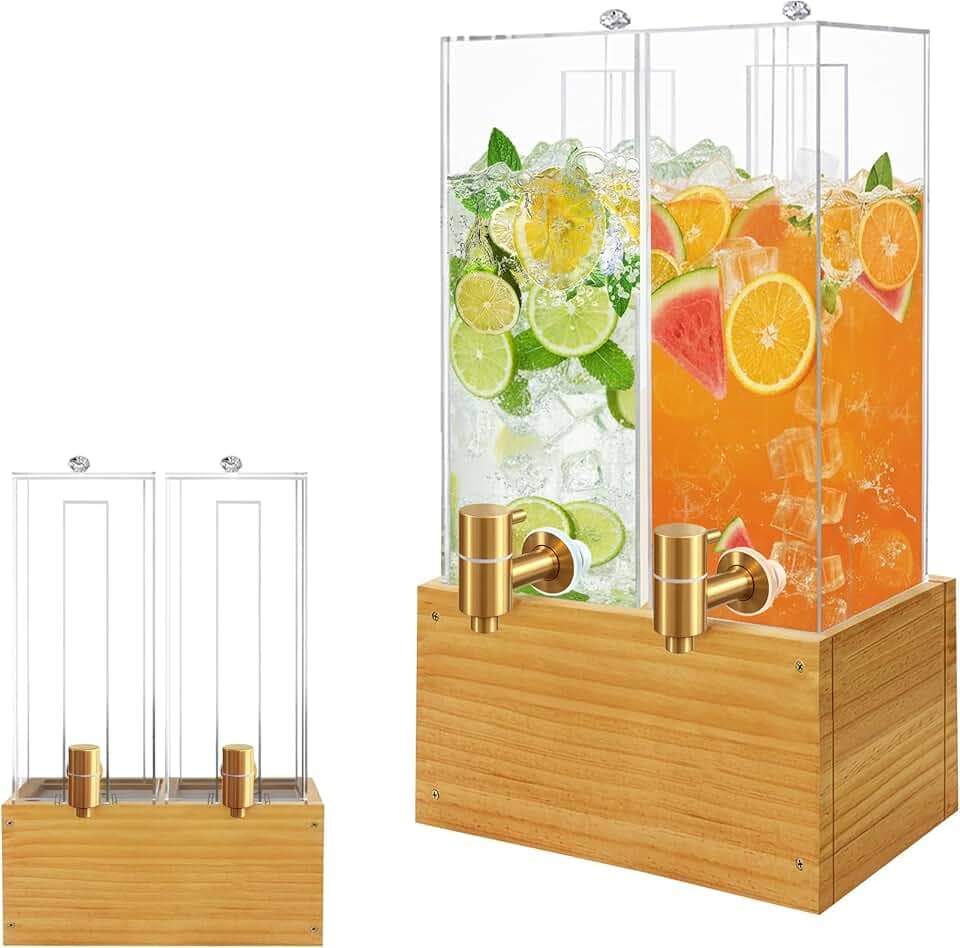2 Pack 2 Gallon Large Drink Dispenser, Drink Dispenser with Stand, Beverage Dispenser with Ice Core and Airtight Valve, Drink Dispensers for Parties