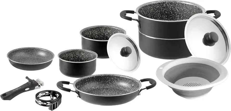 Brunner 0806095N Camping-Kochgeschirr aus Aluminium, Piraten-Set 9+1 ø 24 cm