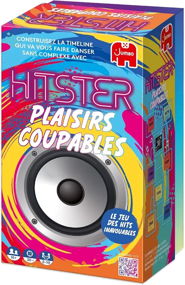 Hitster Schuldige Freuden – Gesellschaftsspiel und musikalische Stimmung – Spiel für Erwachsene – Entdecken Sie 100 Jahre Musik-Hits – zum Spielen mit Familie und Freunden – 2 bis 10 Spieler – ab 16