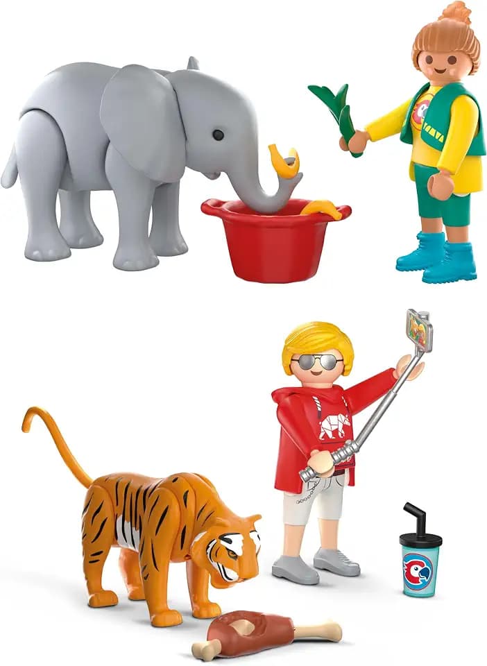 PLAYMOBIL | Zoo Spielset 1 | Tiere und Tierpflege im Zoo mit Tiger und Besucher | Spielerisches Entdecken der Tierwelt mit Zubehör | Für Kinder ab 4 Jahren | 210530