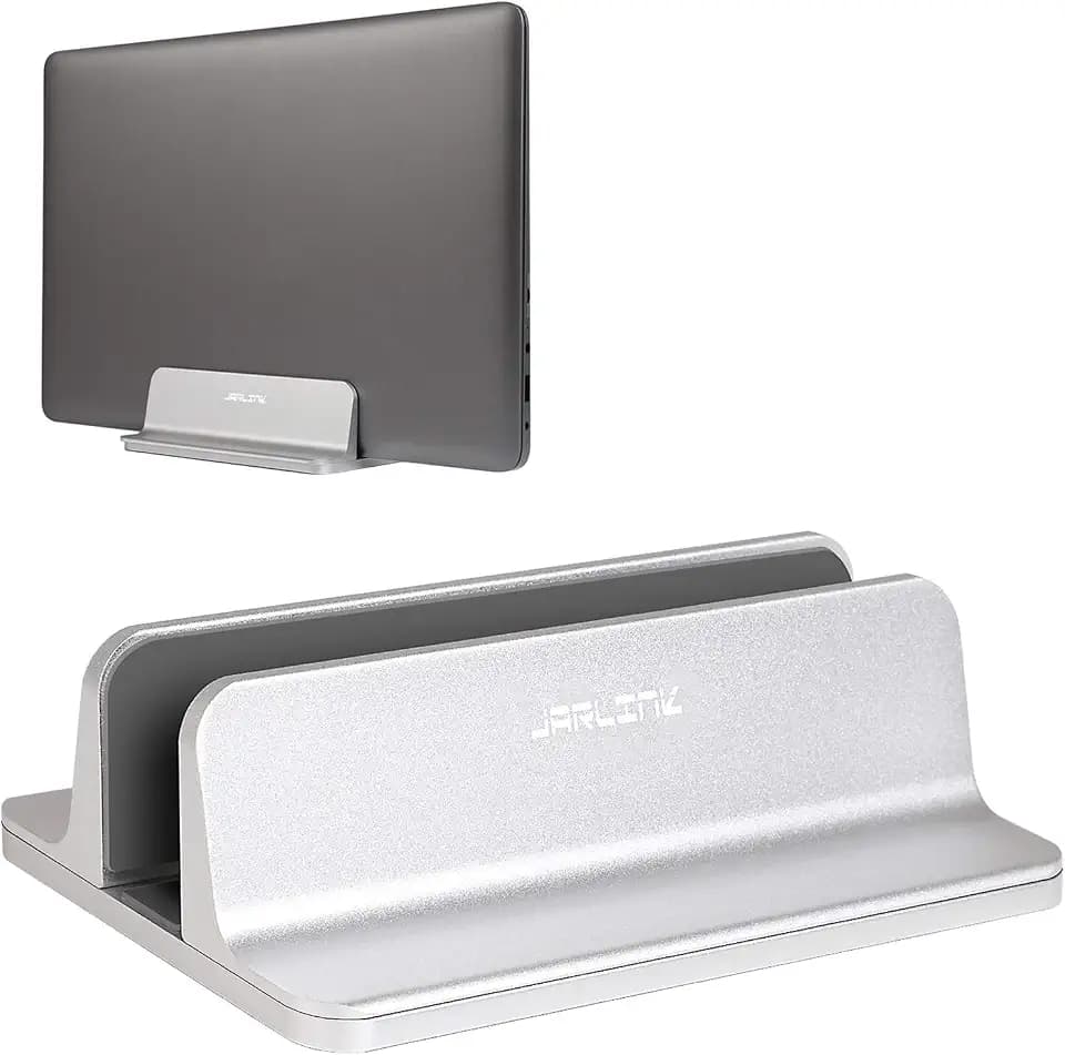 JARLINK Vertical Laptop Stand, Adjustable Aluminum Desktop Holder, Silver