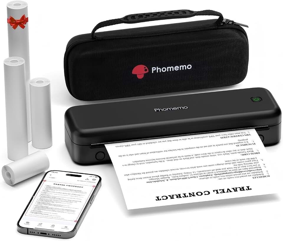 Phomemo Tragbarer Mobiler Thermodrucker A4 300 DPI - M834 Schwarzes Set