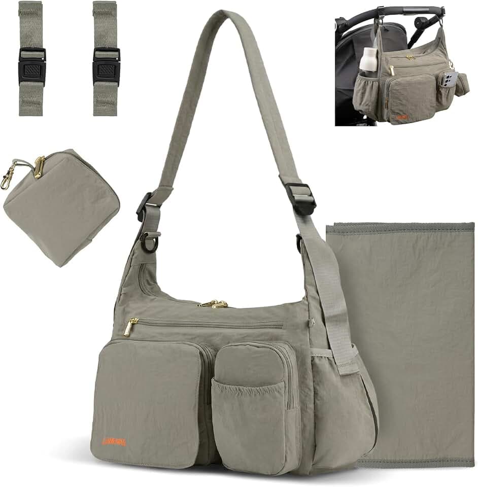 Puffy Wickeltasche 13L Kinderwagen-Organizer Eukalyptusgrau