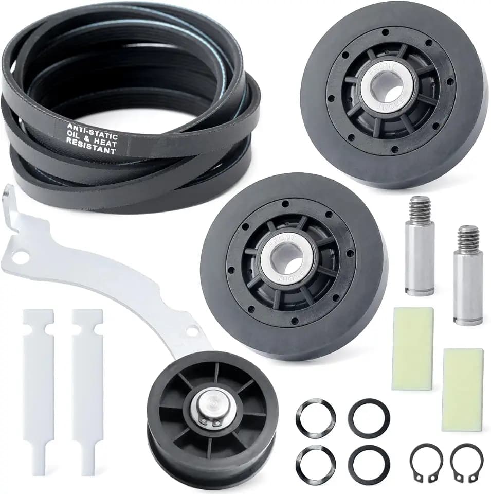 Dryer Rebuild Kit Include RB170002 Dryer Roller Set & D516792 ldler Pulley & D511255P Belt & RB170003 Drum Glide Kit Compatible with Speed Queen 1992 and Newer Models Repair Kit