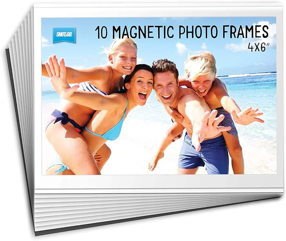 Shot2go 10 Stück magnetische Foto-Kühlschrank-Rahmen-Taschen, transparent, 10 x 15 cm