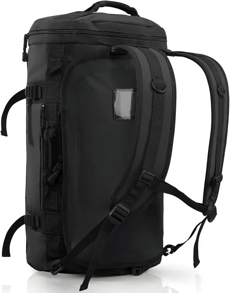 Haimont Heavy Duty Convertible Travel Duffel Backpack, Black, 45L