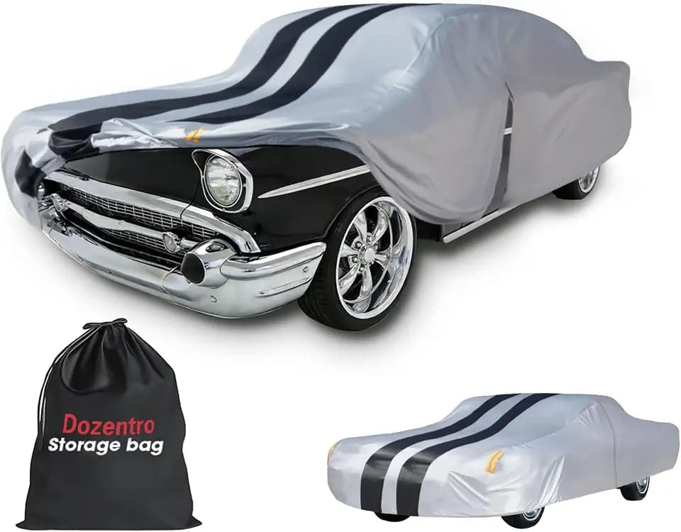 Multi-Layer Car Cover Custom Fit for Chevrolet Bel Air(1953-1957), 100% Waterproof All Weather for Automobiles, Gift with Towel, Heavy Duty Car Covers for Rain Sun UV Protection with Door Zipper.