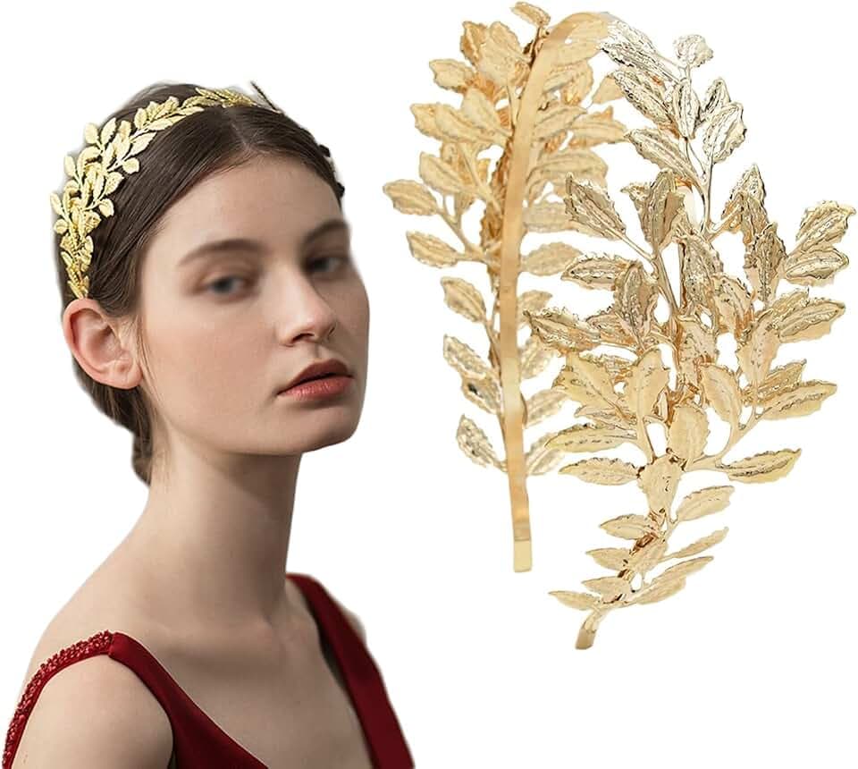 Göttin Krone, Blatt-Stirnband, Hochzeit Haarband Gold, Göttin Headpiece, Verwendet für Brautschmuck, Kopfschmuck aus Blattgold,13x6.7x15cm(Gold)