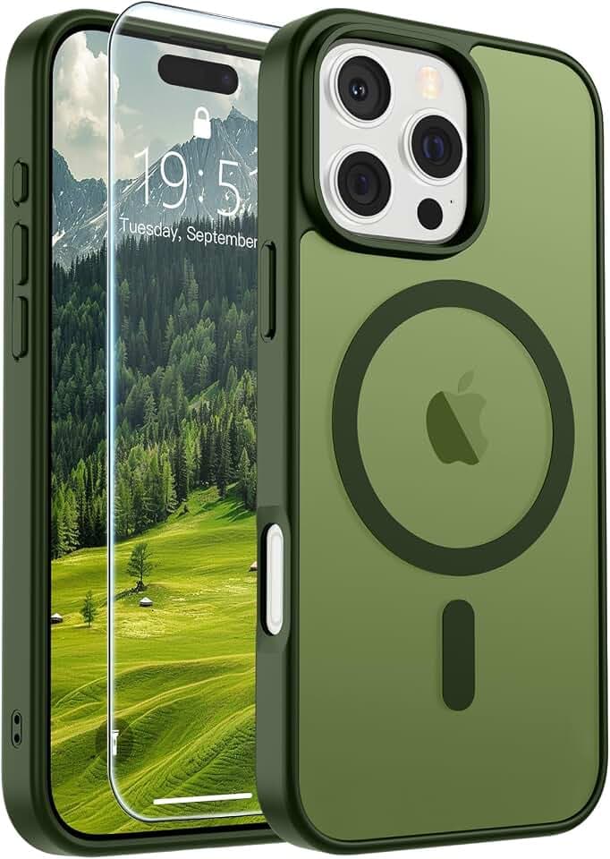SUPFINE Magnetic for iPhone 16 Pro Case Cangling Green