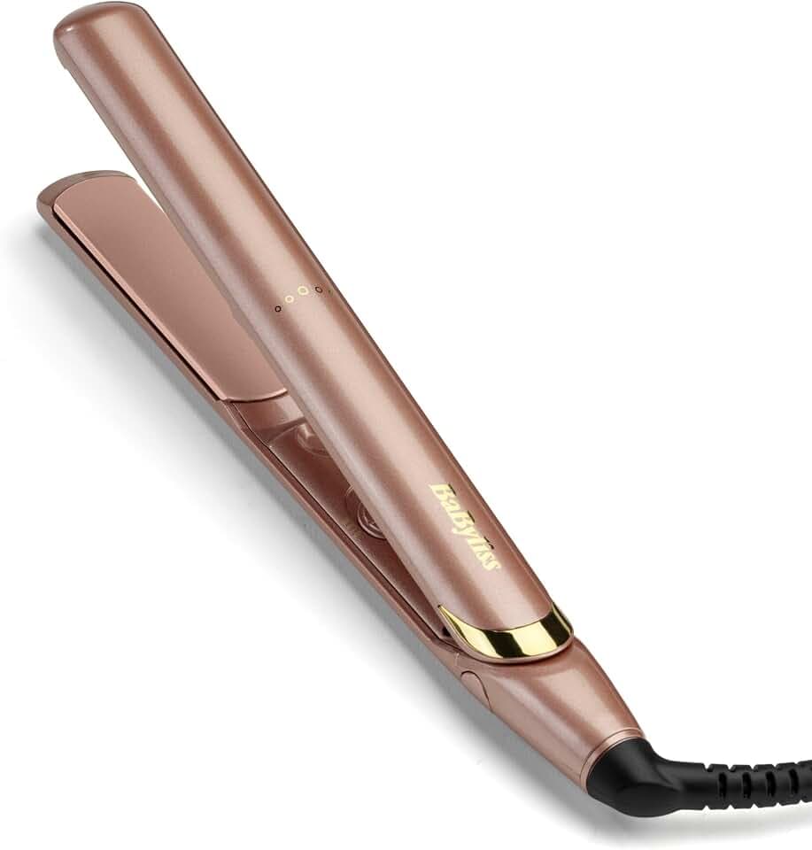 BaByliss Rose Gold Glätteisen - Keramikplatten für glattes Styling, Universalspannung für weltweiten Einsatz, ultra-schnelles Aufheizen in Sekunden, Temperatureinstellungen bis zu 235°C, 2598PE