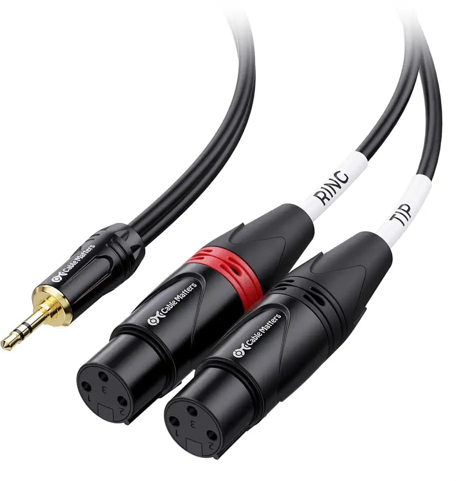 Cable Matters 3.5mm TRS to 2 XLR Cable, Male to Female, 10ft