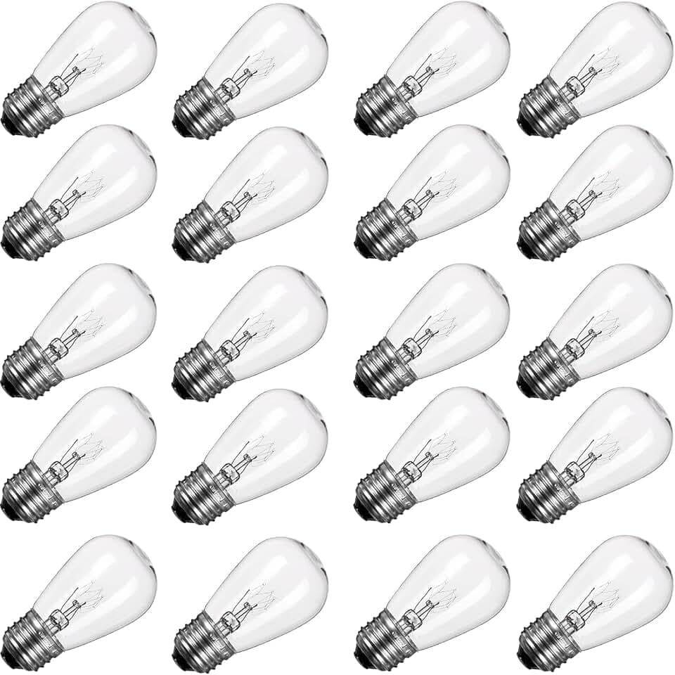 Minetom S14 Incandescent Edison Light Bulbs, 20 Pack 11W, Warm White