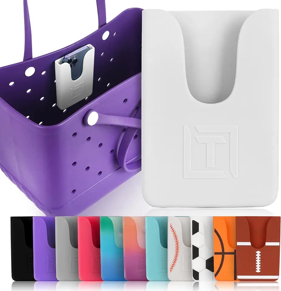 White Phone Holder for Bogg Bag and Simple Modern Bag - Bogg Bag Accessories Made of Silicone and Fits All Phone Sizes