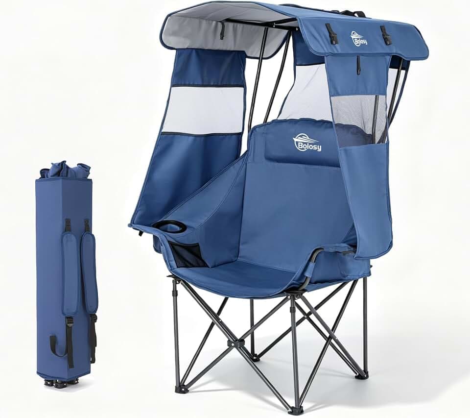 Bolosy Oversized Camping Chair with Canopy Beach Chair with Sun Shade