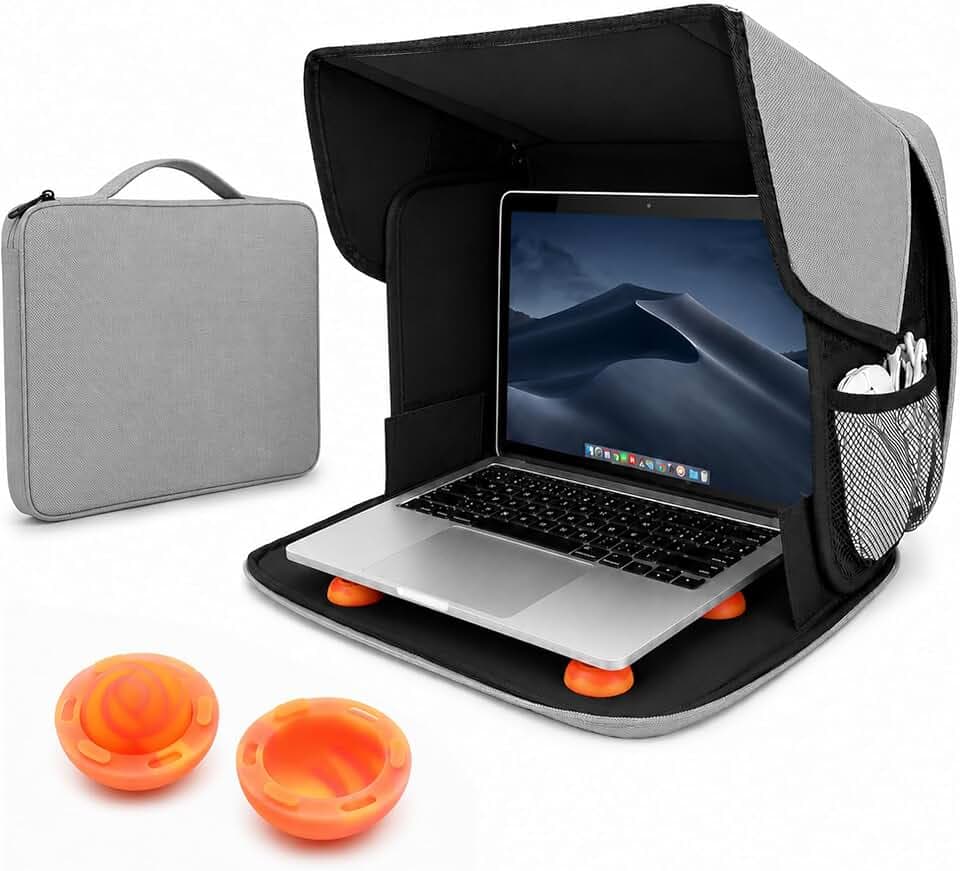 Laptop Sun Shade for 13-16 Inch Devices with 4 Anti-Slip Support Feet