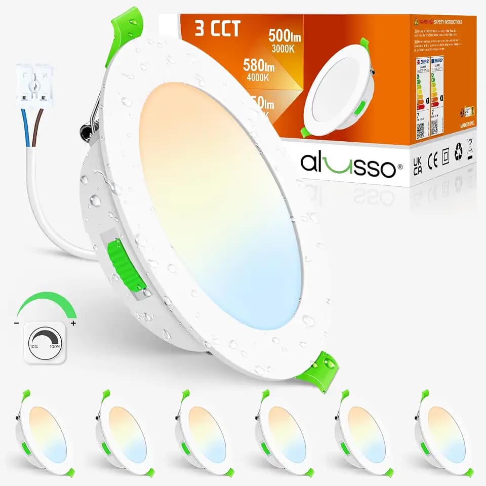 ALUSSO 6 Stück Einbaustrahler LED,7W 580LM 3CCT Dimmbar IP44 Deckenspots