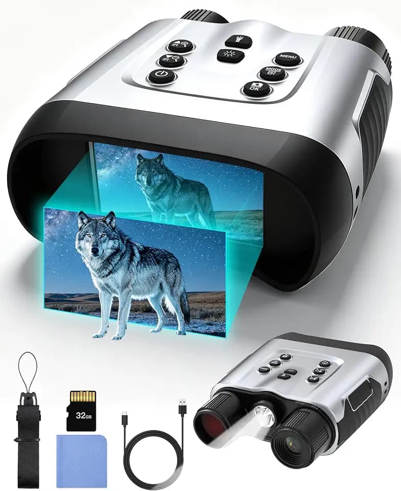 Digital Night Vision Goggles with HD Holographic Screen, Flashlight , 9000mAh