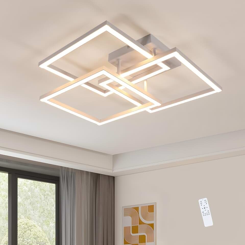 Comely LED Deckenlampe 62x62cm 40W Dimmbar mit Fernbedienung Weiß Moderne Deckenleuchte Großflächenlampe für Wohnzimmer Schlafzimmer Küche Flur Innenbeleuchtung