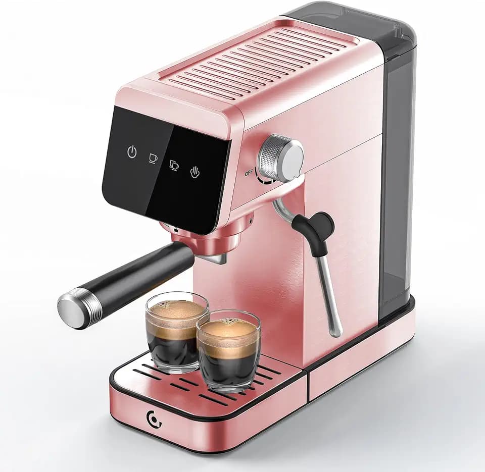 AMZCHEF Espresso Machine LED Touch Control, Pinck