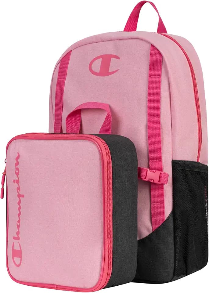 Champion Kids' Mode Backpack and Lunch Box Set, Pink Heather, One Size