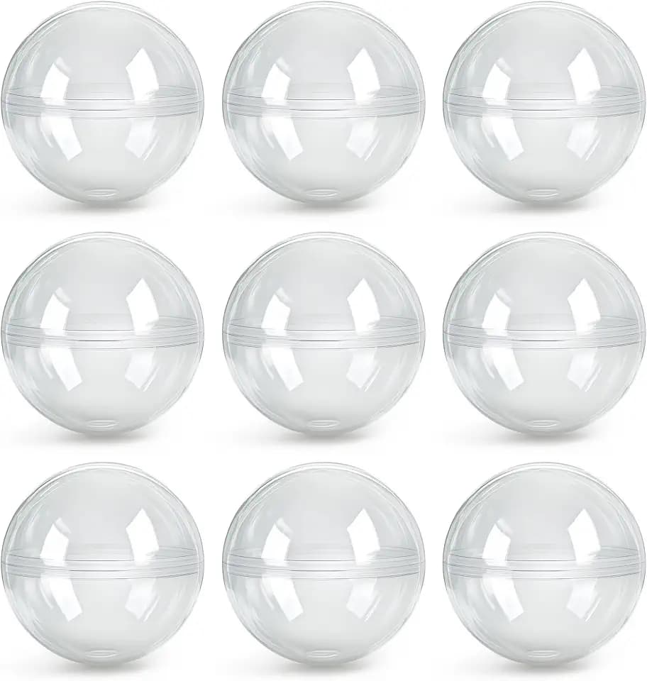 Entervending Vending Machine Capsules - 2.95" Empty Plastic Capsules - 14 Pcs Toy Capsule - Translucent Round Large Easter Eggs - Bath Bombs Molds - Party Favors Pinata Stuffers DIY Craft Supplies