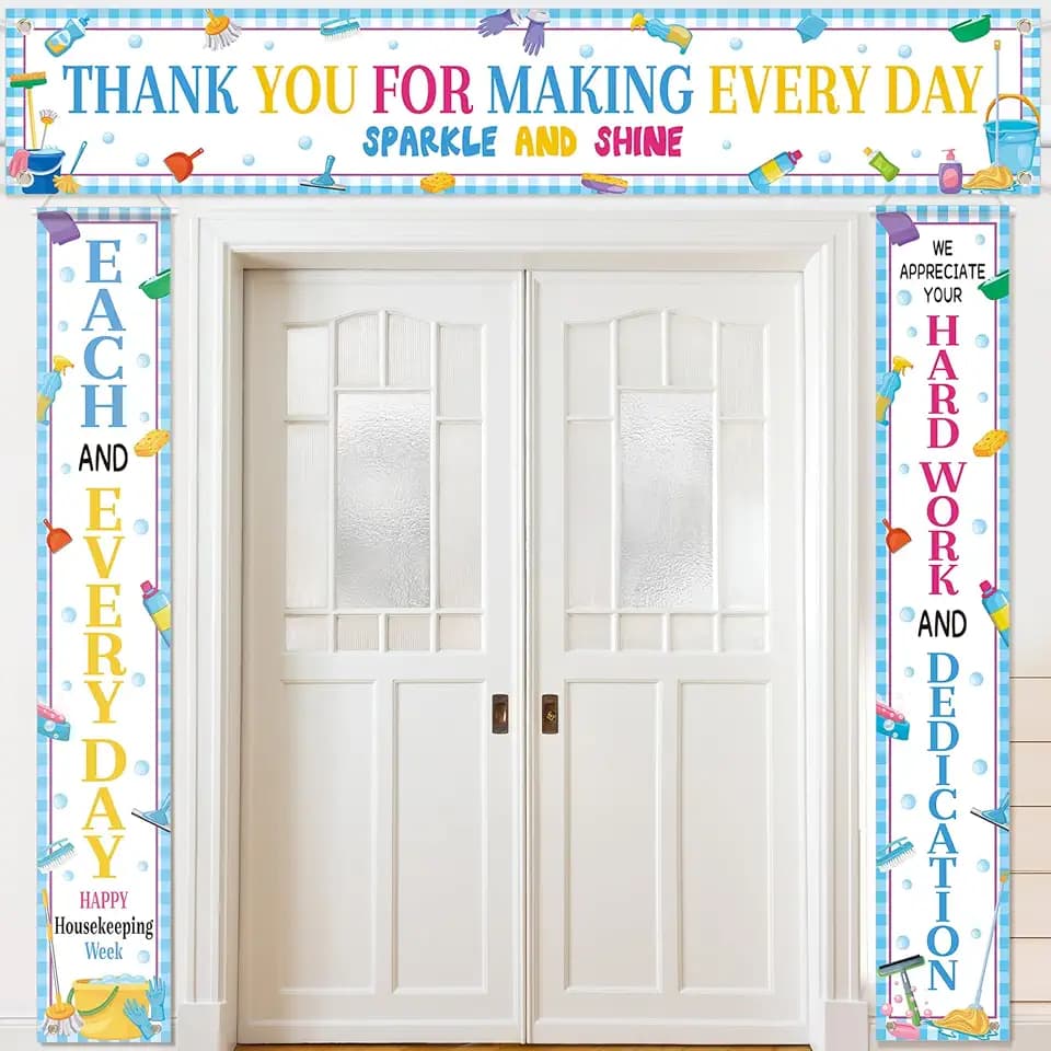 Tingjoo 3 Pcs Happy Housekeeping Week Banner Housekeeping Week Decor
