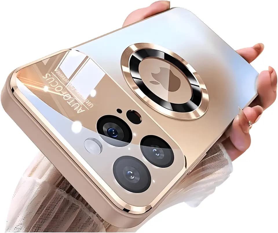 Magnetic Crystal Camera Cover Case for iPhone 16 Pro Max,Gold
