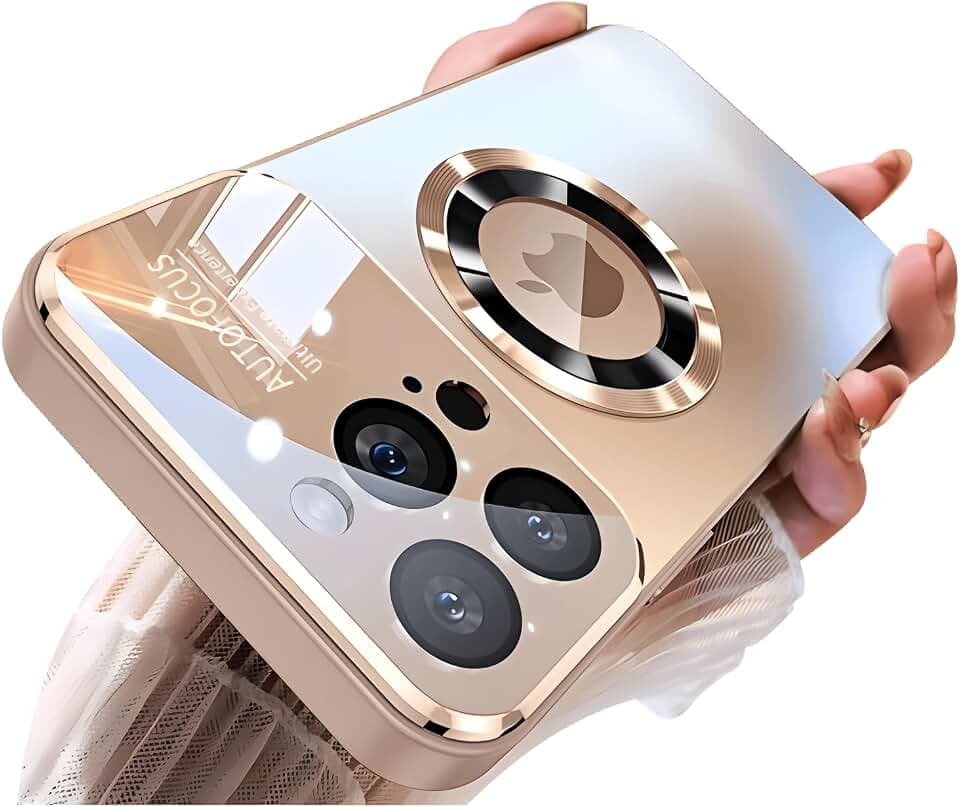 Magnetic Crystal Camera Cover Case for iPhone 13,Gold