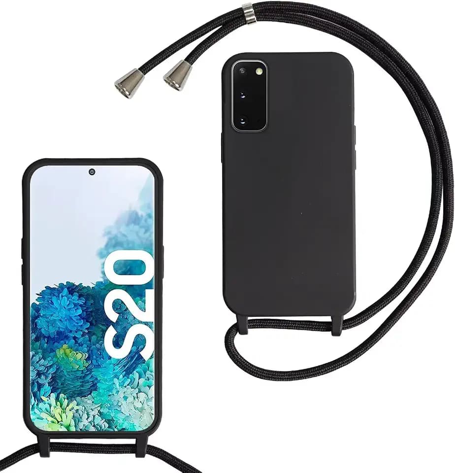 xinyunew Handykette für Samsung Galaxy S20 Hülle mit Band, Handyhülle mit Schnur zum Umhängen, weiche TPU Silikonhülle mit Band [abnehmbar] Halskettenhülle für Samsung Galaxy S20-Schwarz