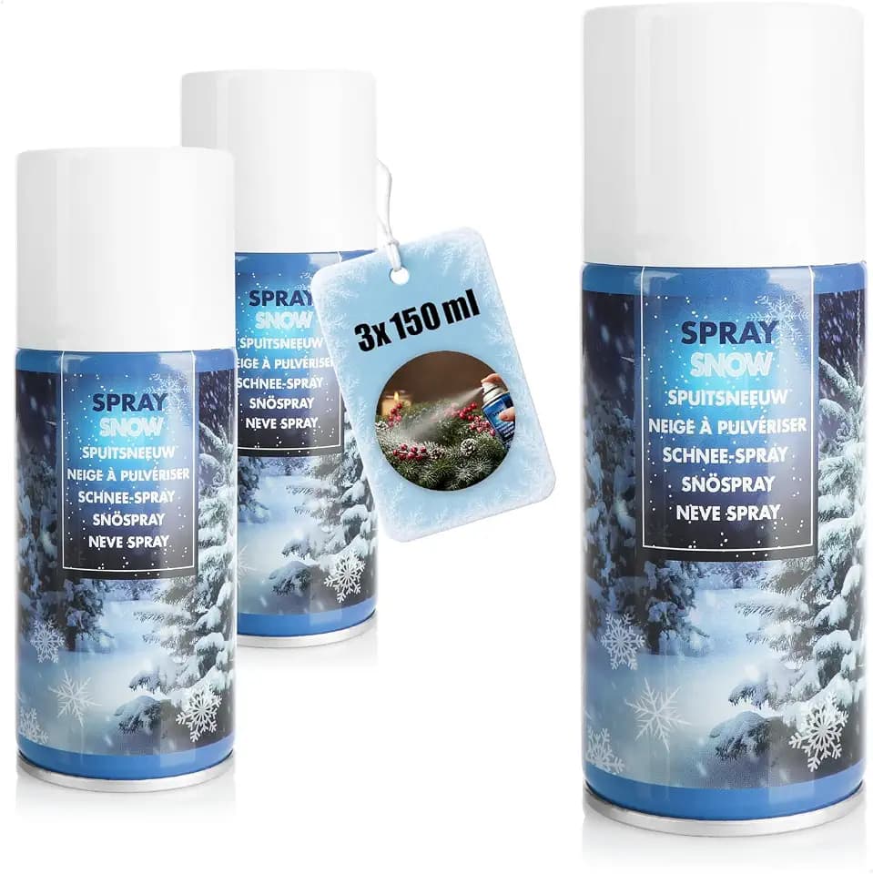 com-four® 3X Kunstschnee, Spraydose mit Dekoschnee, Schneespray