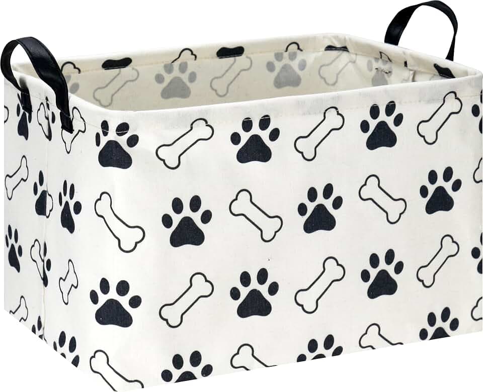 NTAOHAMPER Waterproof PE Coating Puppy Storage Bin with Handles,Doggy Collapsible Gift Basket,Kids Toys/Books Box,Room Decor(Paw)