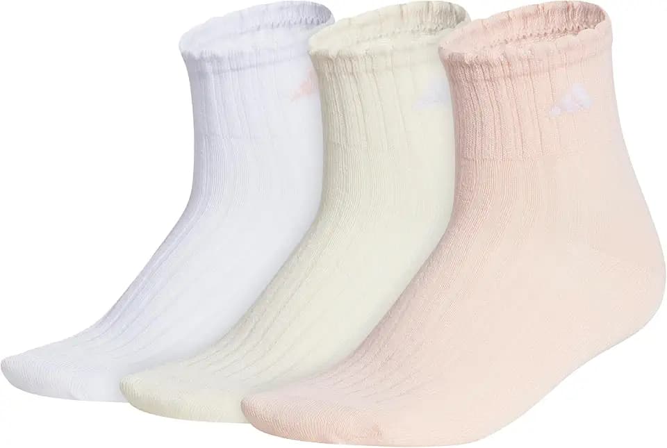 adidas Women's Scallop Quarter Ankle Socks 3 Pairs