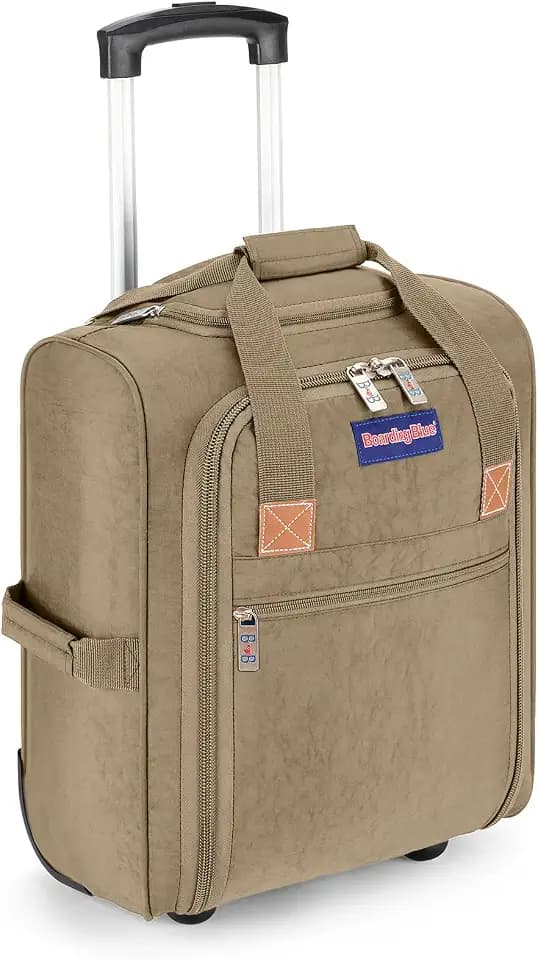 Boardingblue 17x13x8 Inches JetBlue Airlines Rolling Personal Item Underseat Travel Bag - Suitable for Major Airlines including Spirit, Jetblue, Frontier, and American - Duffel Bag Design (Beige)
