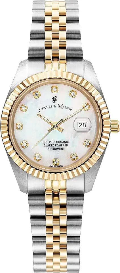 Jacques Du Manoir Damenuhr - Inspiration 31mm, Analog Quarzuhr mit Edelstahl Armband
