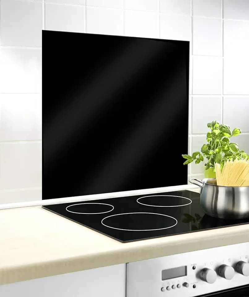 WENKO Glasrückwand Schwarz 60 x 70 cm gehärtetes Glas Schwarz