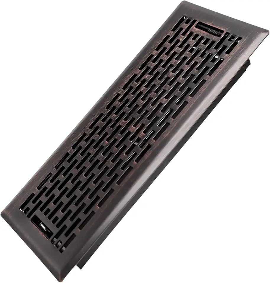Howeall 4x12 Inches Heavy Duty Walkable Floor Register - Easy Adjust Air Supply Lever Decorative Floor Vent Covers - Boston Design Vent Covers for Home - Oil Rubbed Bronze