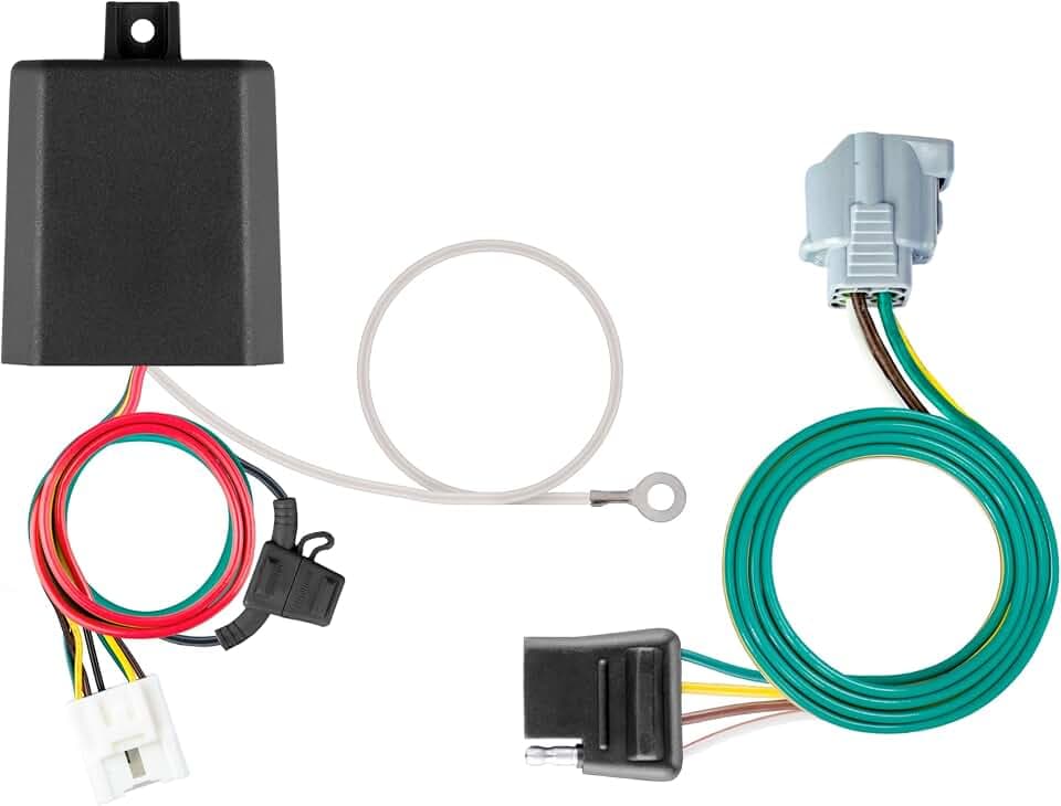 CURT 56564 Custom 4-Pin Trailer Wiring Harness, Fits Select Lexus RX Series, Vehicle-Side T-Connector, Plug-and-Play No-Splice Install, Tail Light Converter, Dust Cover