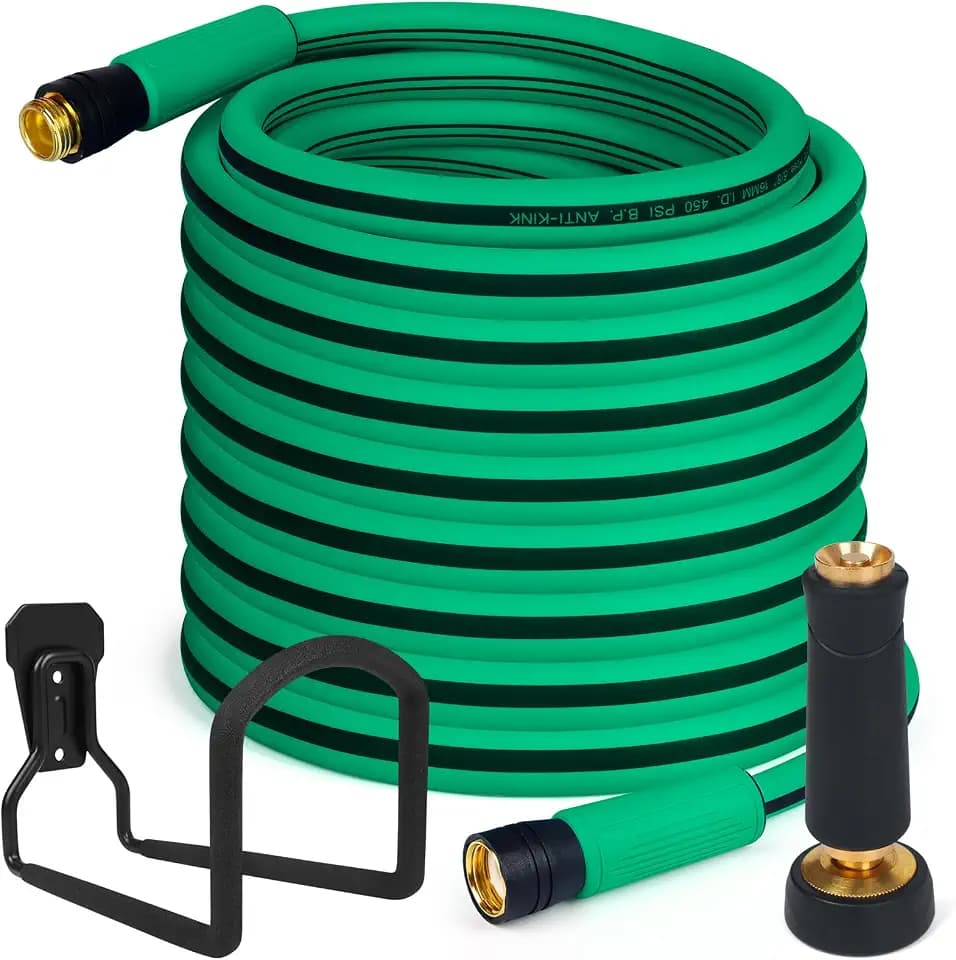 AIODE Heavy Duty Garden Hose, 5/8 in x 100 FT, Super Flexible Hybrid Rubber