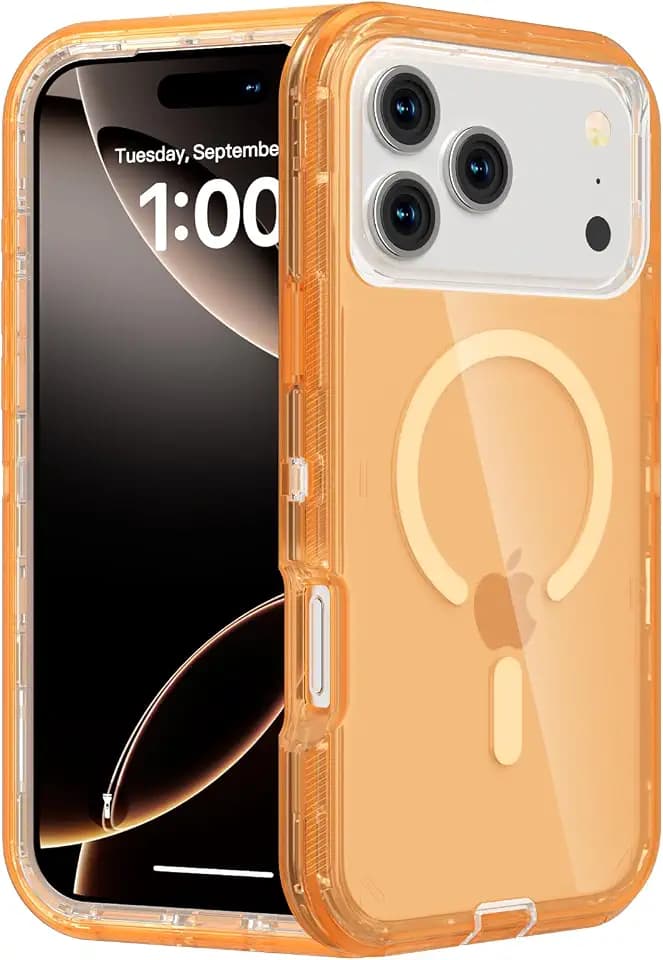 Follaroma Magnetic for iPhone 17 Pro Max Case,Heavy Duty Phone Cases,Orange