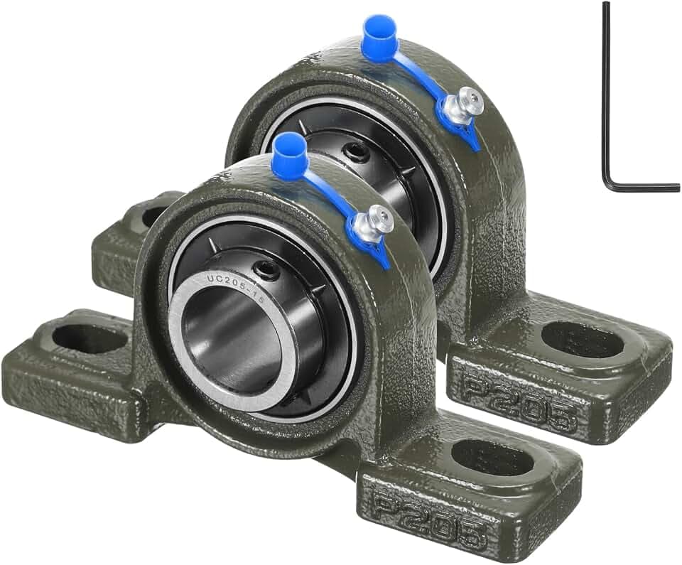 QUARKZMAN 2 Stück UCP205-15 Stehlager 15/16 Zoll Bohrung Selbstausrichtung, massiver Guss-Eisensockel montiert Chromstahl-Lager