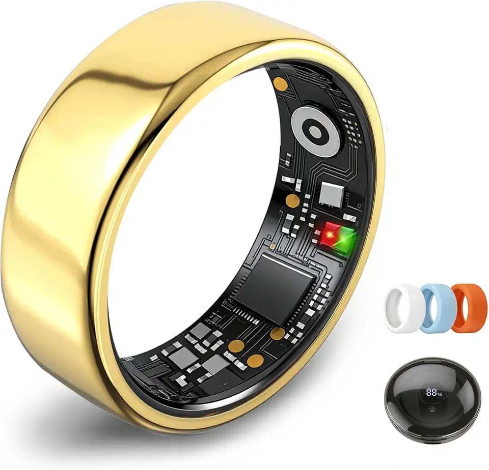 Smart Ring for Women Men,Fitness Tracker Ring,Heart Rate,Blood Oxygen,Step Tracker,Sleep Tracker,Meditation Assistance,No Subscription Fee,IP68 Waterproof,2026 New Holiday Gifts (Gold 7)