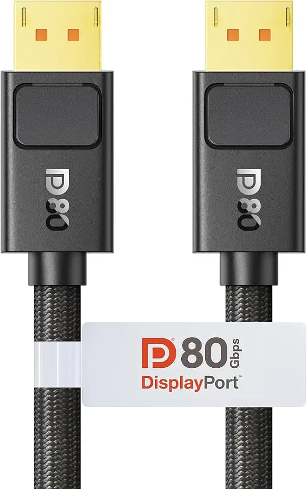Silkland 80Gbps [VESA Certified] DisplayPort Cable 2.1, 6.6FT, Secure Latch
