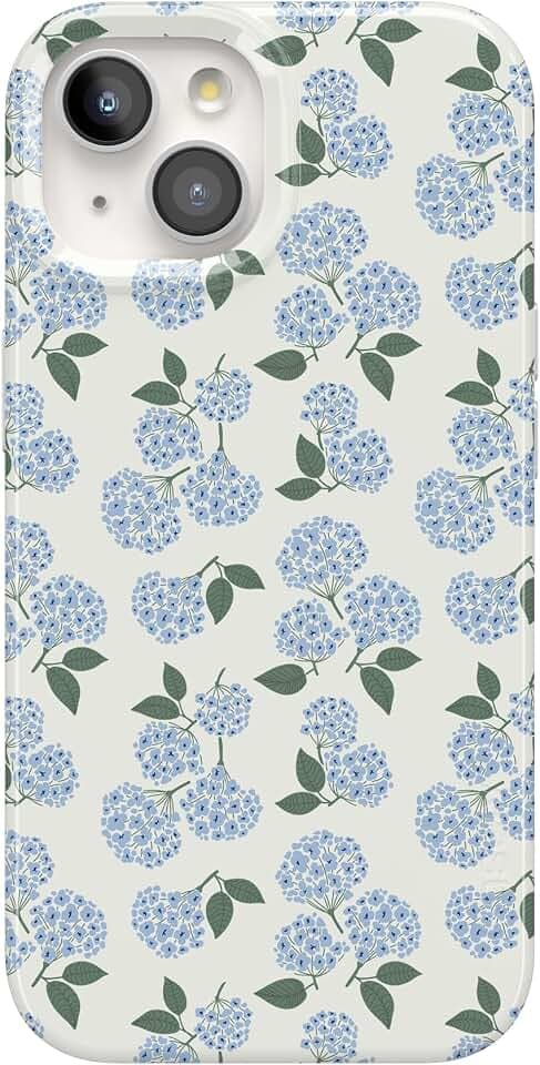 Casely iPhone 15 Case | Nantucket Cottage | Blue Hydrangea | Compatible with MagSafe | Classic Ultra Slim Design